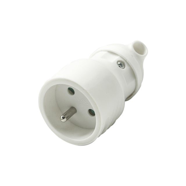 FICHE FEMELLE 2P+T 16A avec anneau Blanc