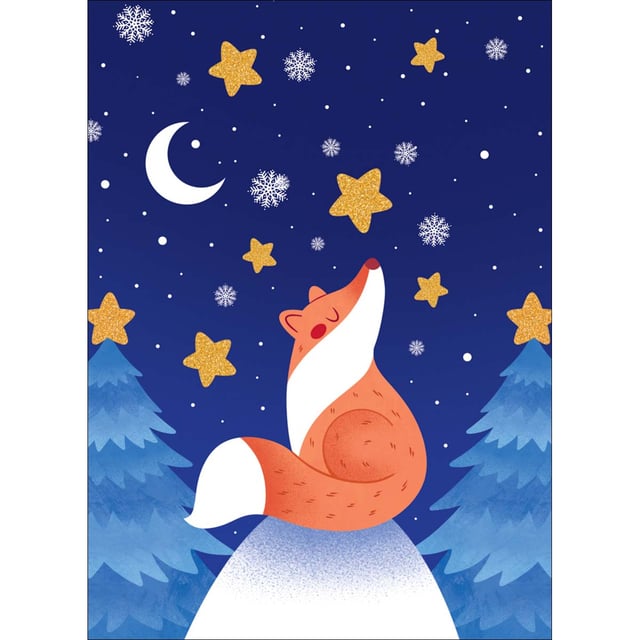 Affiche Renard noel, assorti BLUE ART l.40 x H.30 cm