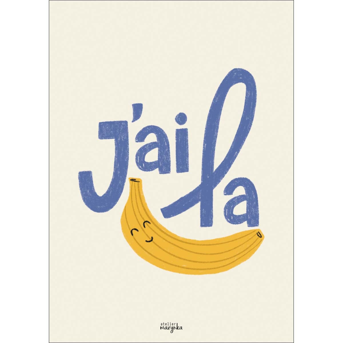 Affiche Banane, assorti BLUE ART l.40 x H.30 cm