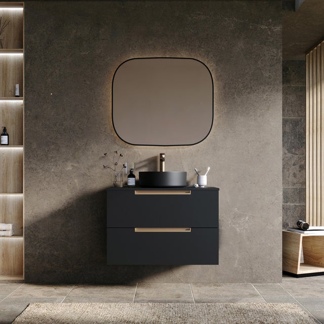 Móvel de casa de banho suspenso 80x45x55 cm preto Lofty