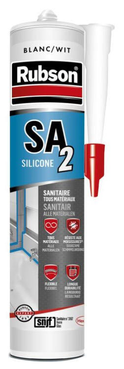 Mastic silicone acétique sanitaire blanc 280 ml SA2 - RUBSON