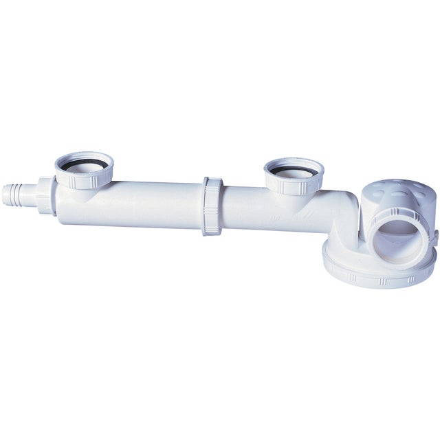 Siphon avec tubulure réglable pour évier 2 cuves Diam.40 mm gain de place WIRQUIN