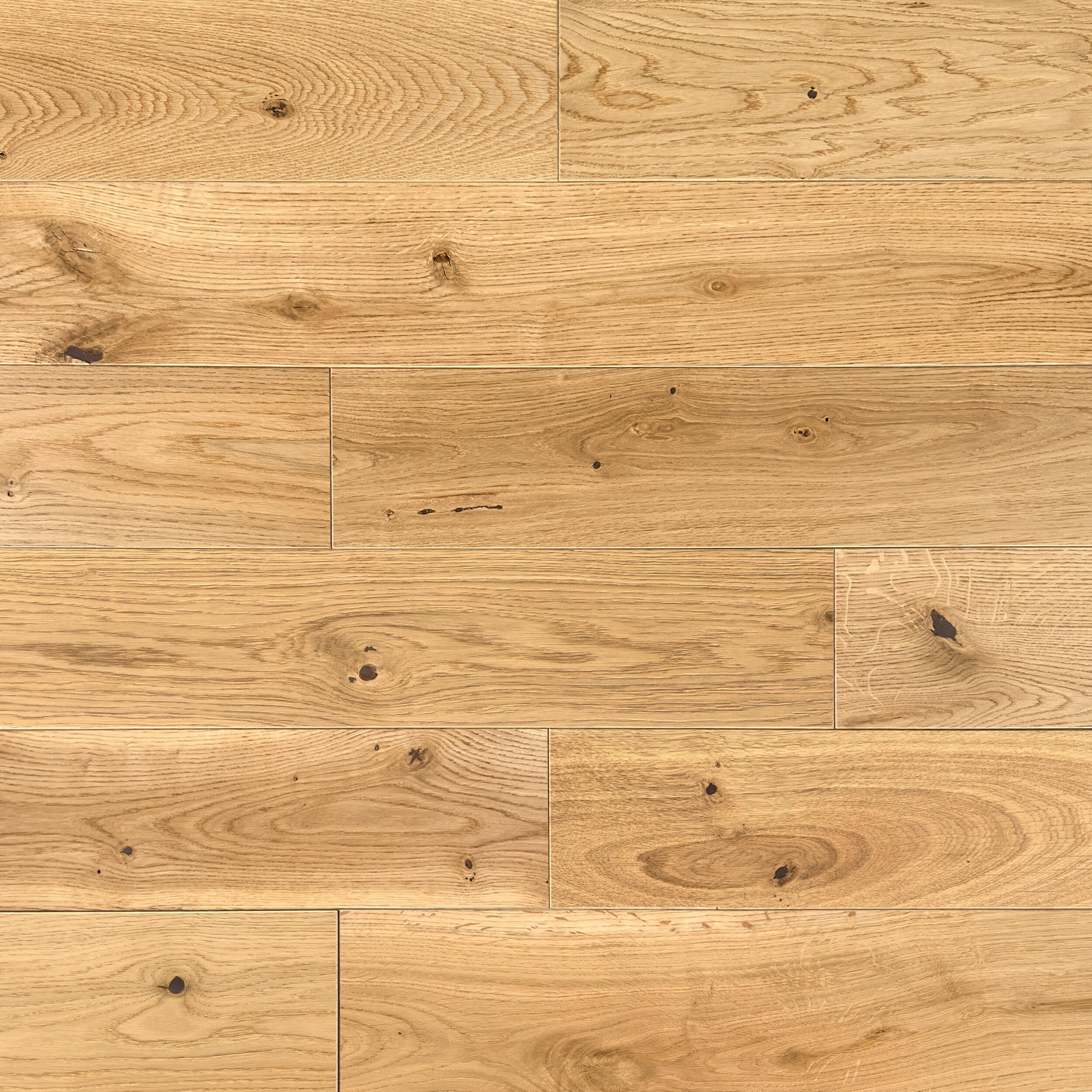 Podłoga drewniana deska lita Dąb Złoty lakierowana szczotkowana 15x120x300-1200 mm Lareco