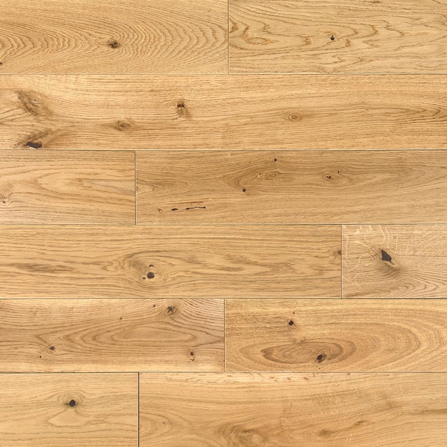 Podłoga drewniana deska lita Dąb Złoty lakierowana szczotkowana 15x120x300-1200 mm Lareco