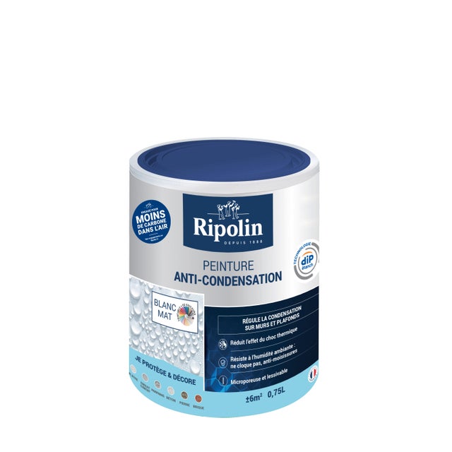 Peinture anti-condensation acrylique satin blanc 0,75 L - RIPOLIN