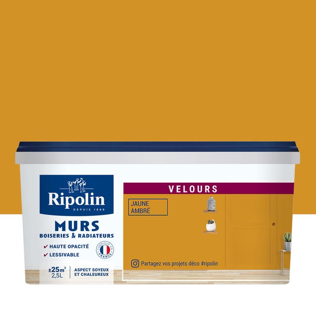 Peinture intérieure multi-supports acrylique velours jaune ambre 2,5 L Esprit déco - RIPOLIN