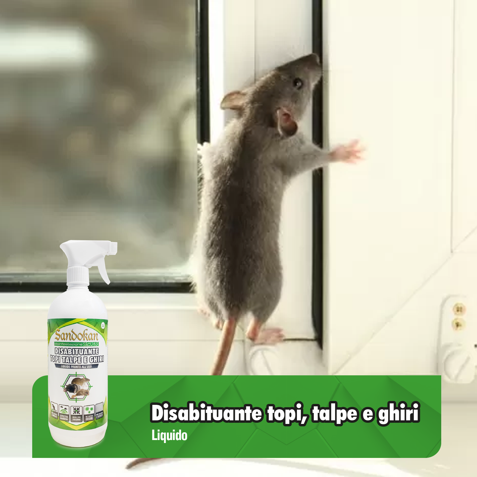 Disabituante per arvicole e ratto e talpa e topo SANDOKAN liquido pronto all'uso 1L - 3