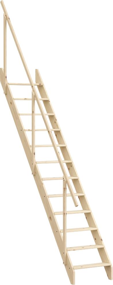 Echelle meunier en sapin avec rampe l.60 x H.271,7 cm