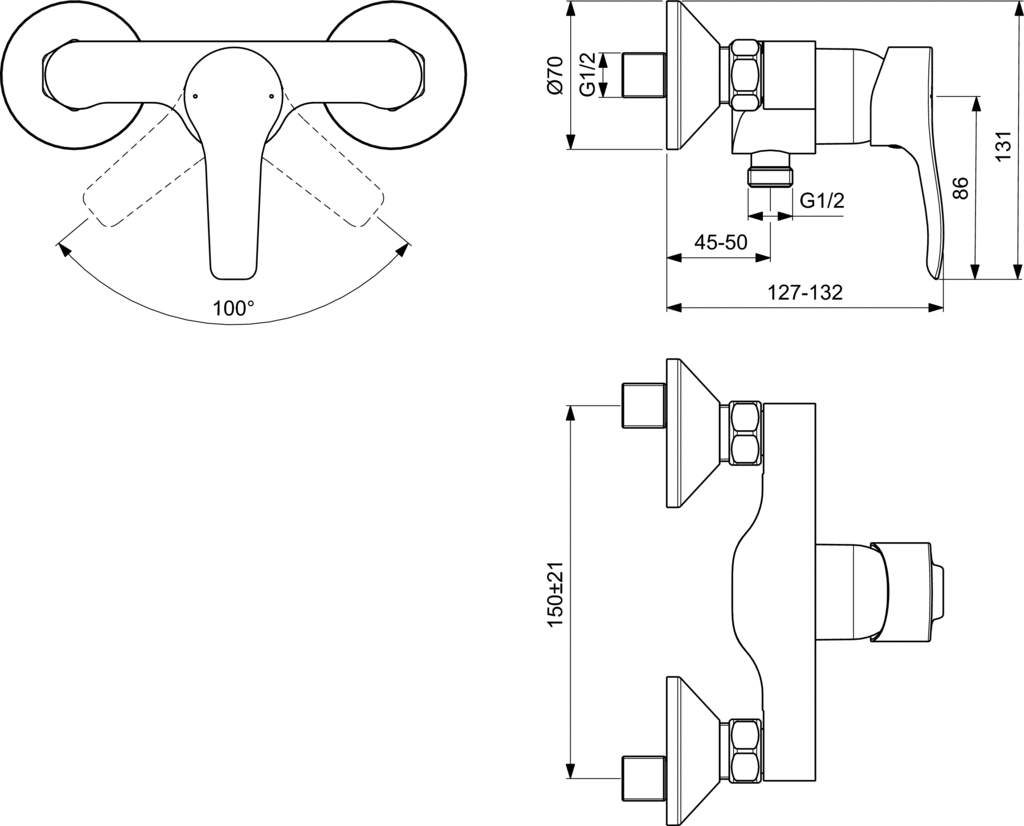 Mitigeur douche mécanique - Oglio - 2