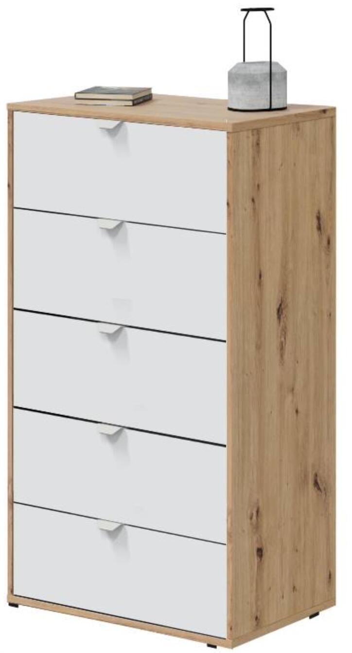 Cómoda GARONA con 5 cajones 109x61x40cm roble/blanco - 3