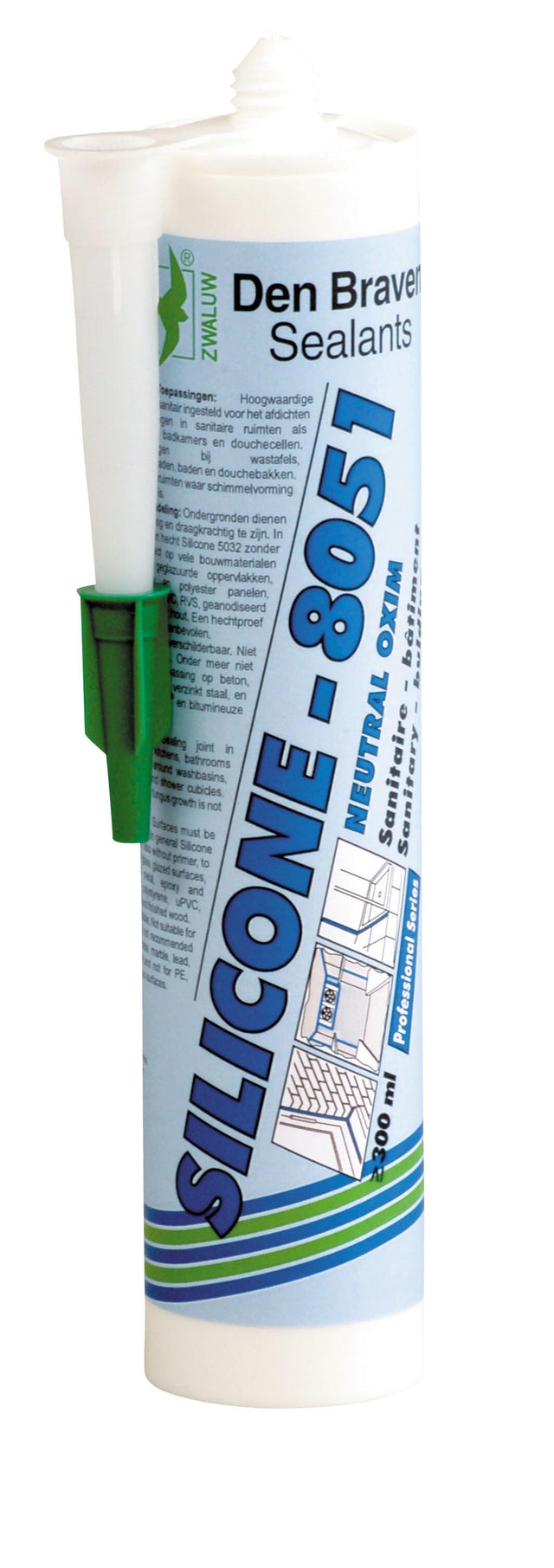 Silicone neutre bâtiment, sanitaire, vitrerie transparent 300 ml - DEN BRAVEN 8051VEN 