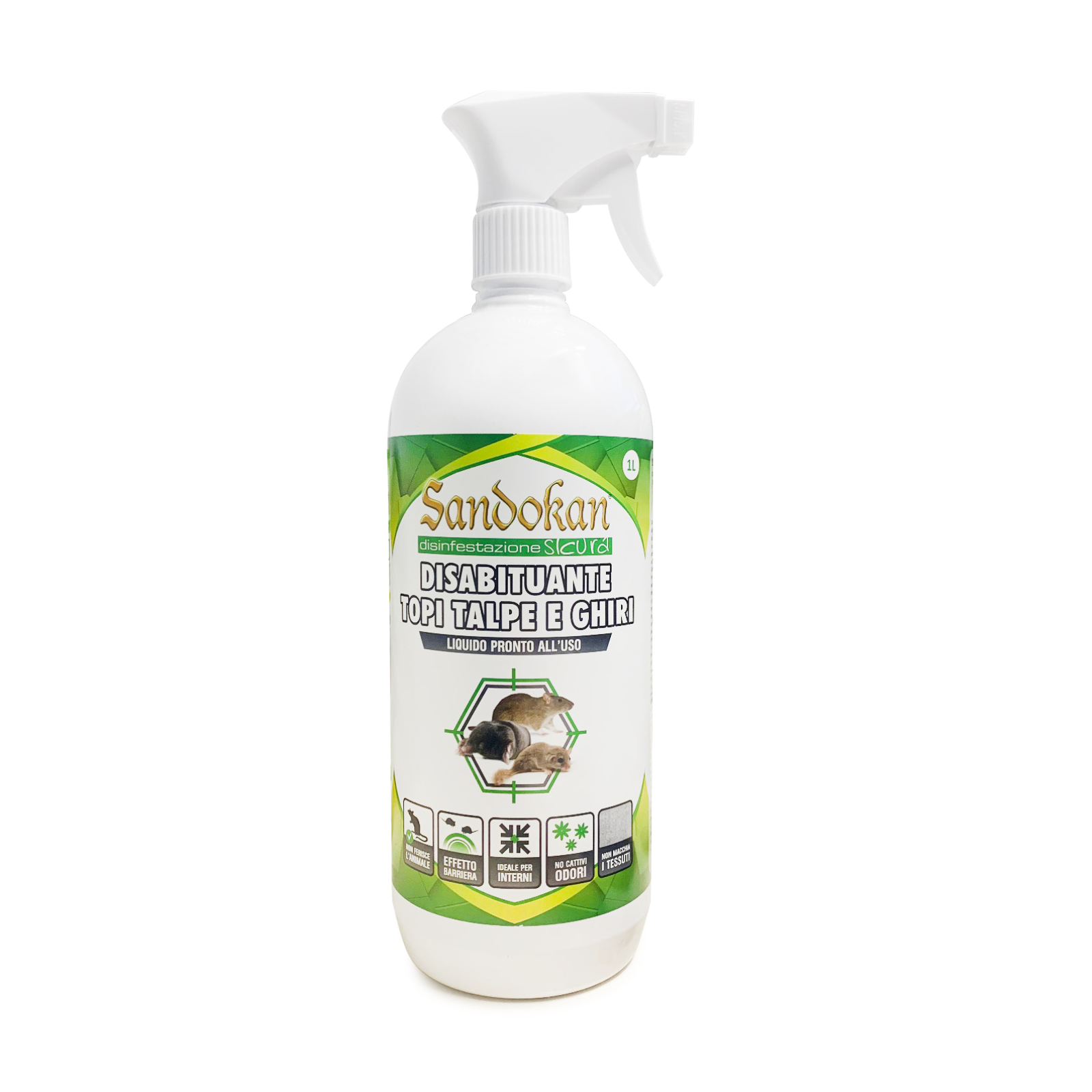 Disabituante per arvicole e ratto e talpa e topo SANDOKAN liquido pronto all'uso 1L - 2