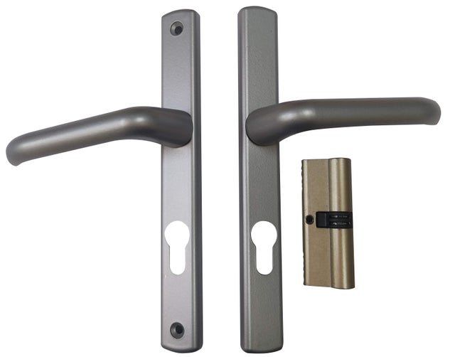 Poignée en aluminium grise et barillet