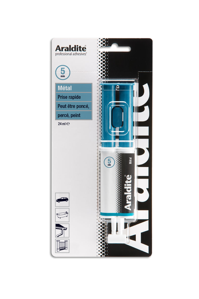 Colle époxy prise rapide métal 24 ml - ARALDITE