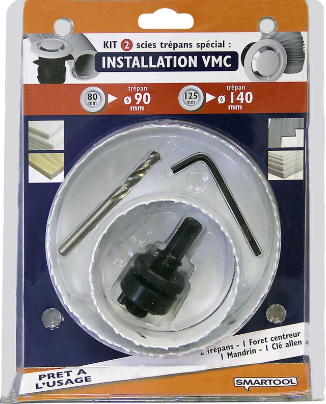 Coffret de 2 scies cloches pour la pose des VMC Diam.90 à 140 mm - SMARTOOL 