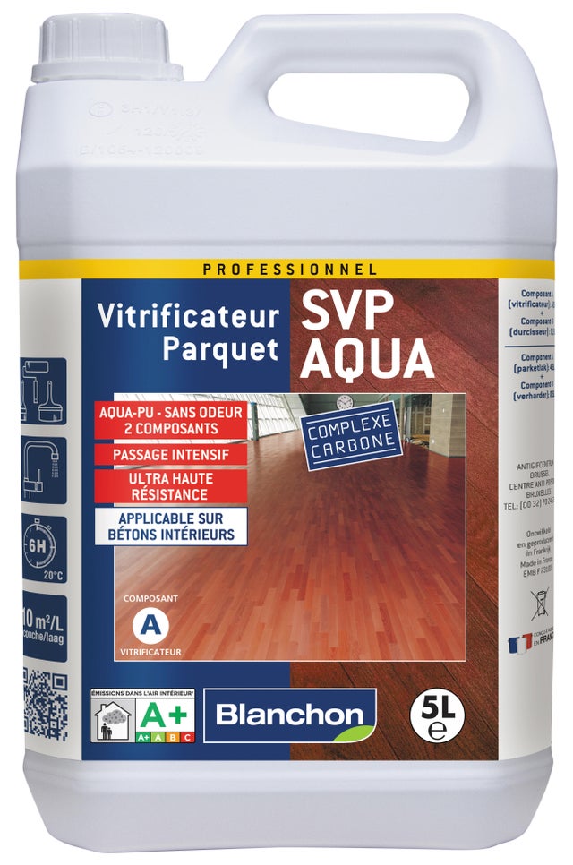Vitrificateur parquet trafic intense satiné 5 L SVP Aqua - BLANCHON