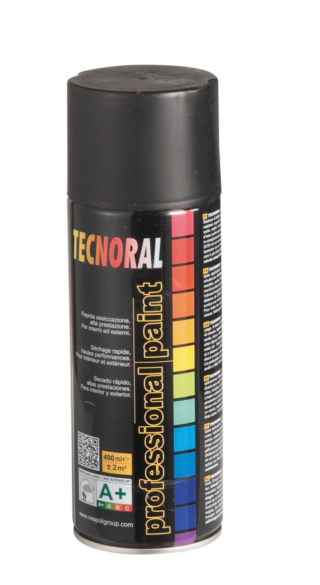 Peinture aérosol satiné noir 400 ml - TECNORAL
