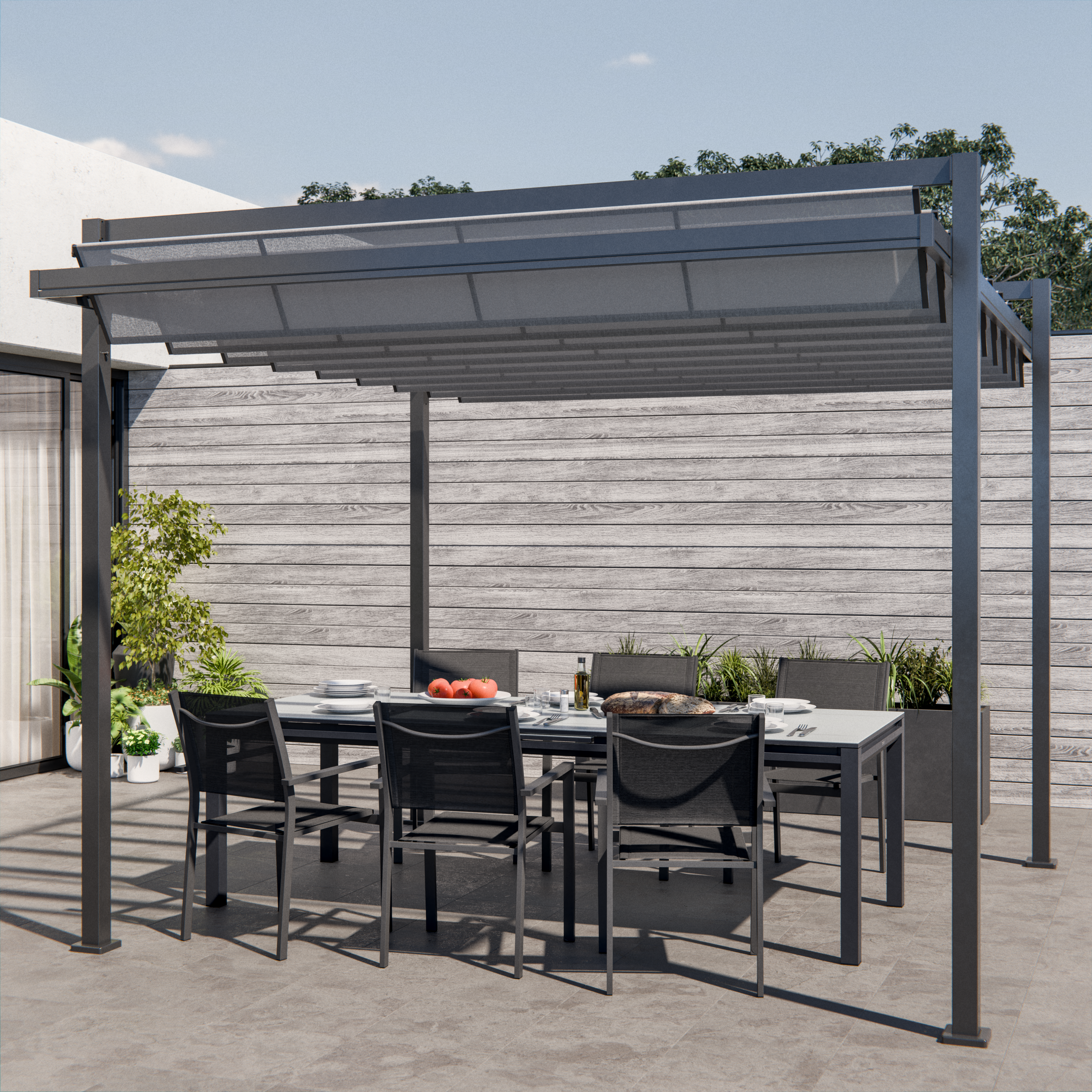 Mesa de alumínio NATERIAL ODYSSEA II EASY VIDRO 256/320X100CM ANTRACITE - 17
