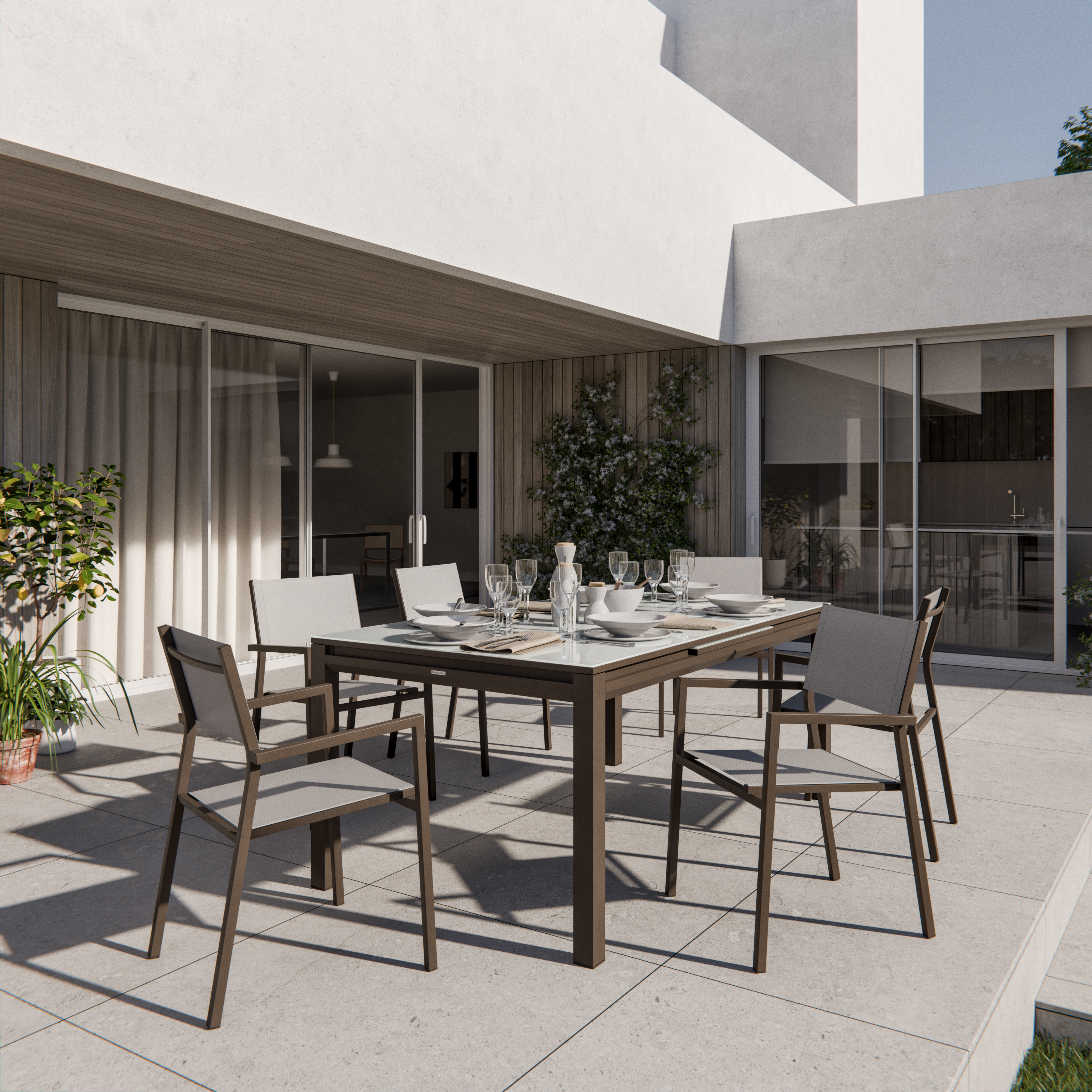 Mesa de alumínio NATERIAL ODYSSEA II EASY VIDRO 180/240X100CM MOKA - 3