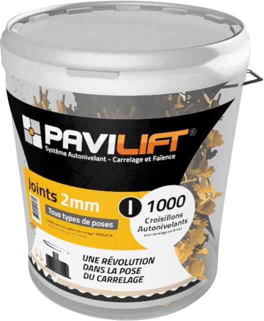 Croisillons autonivelants à vis pour carrelage Ep.2 mm en I - PAVILIFT (seau de 1000)