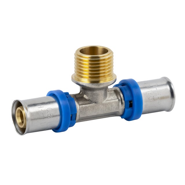 Raccord té mâle M.15x21(1/2'') multicouche à sertir Diam.20 mm