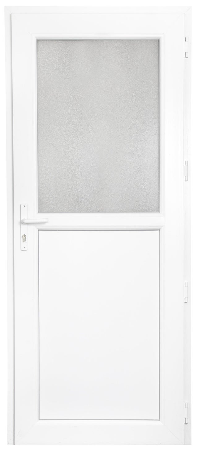 Porte de service PVC 1/2 vitrée blanche 200X90 Gauche