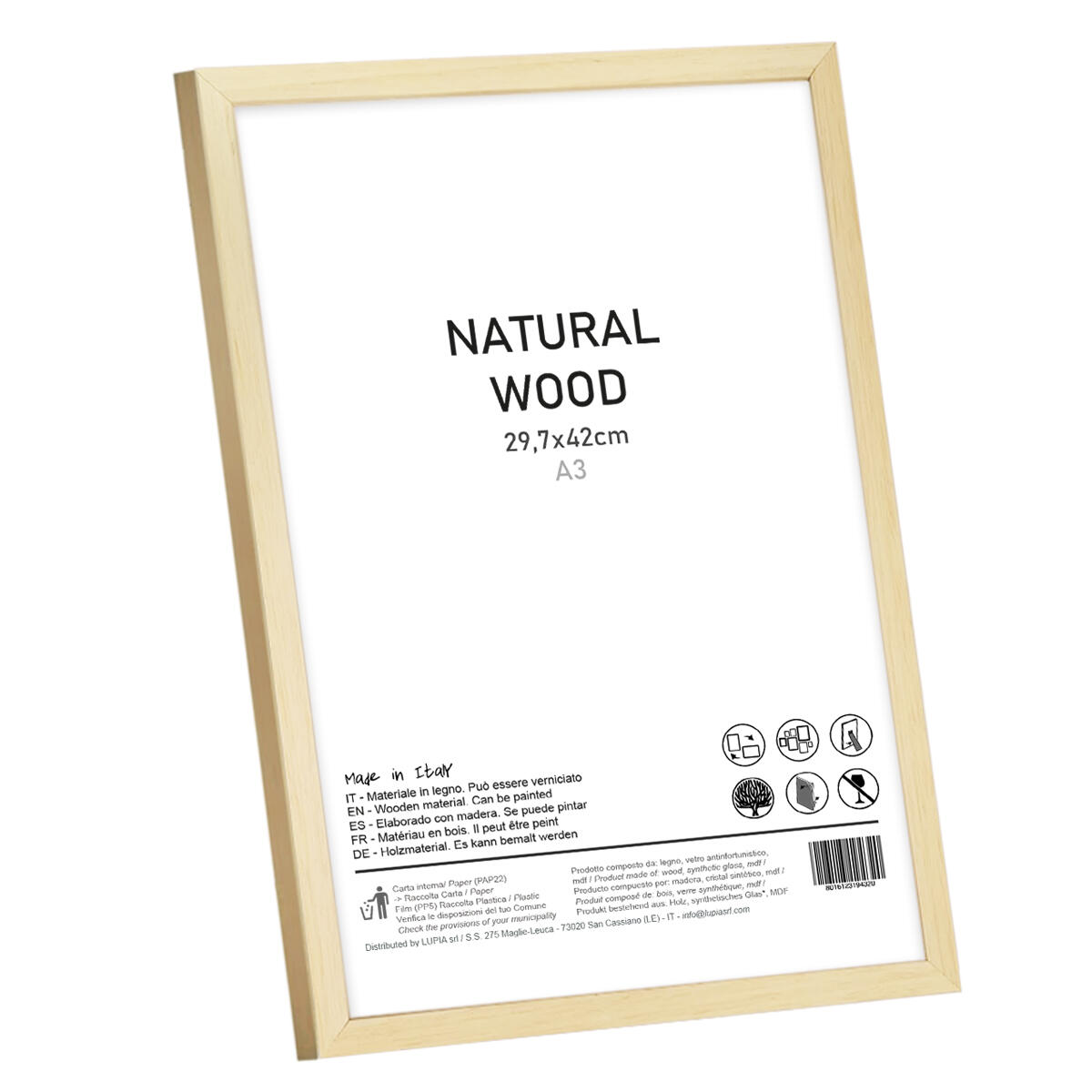 Cornice 29,7x42 cm in legno naturale Wood - 2