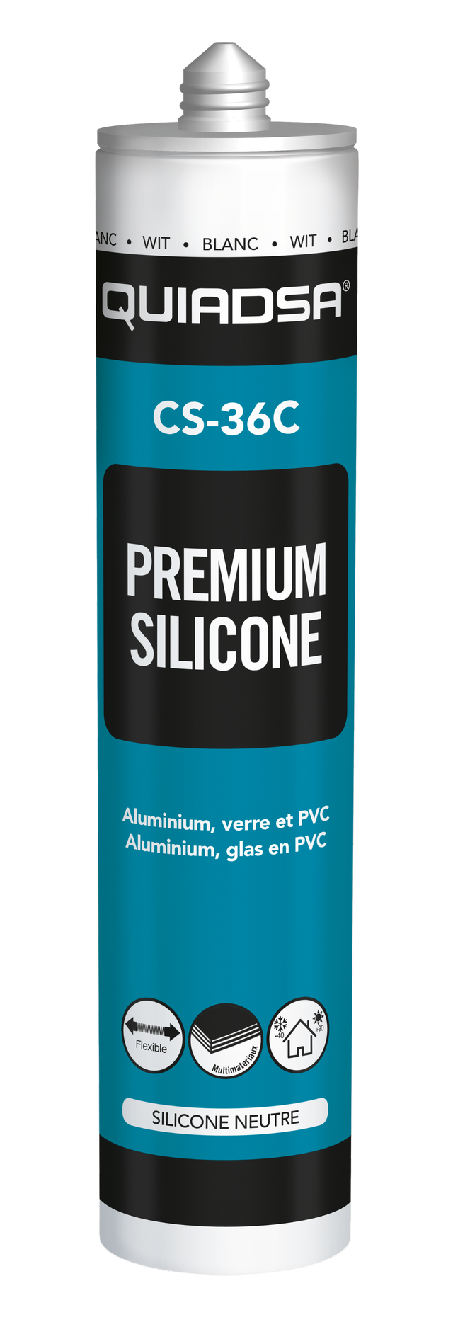 Mastic joint de silicone neutre blanc 300 ml CS-36 - QUIADSA