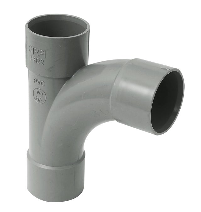 Té pied de biche évacuation PVC Femelle / Femelle Diam.40 mm