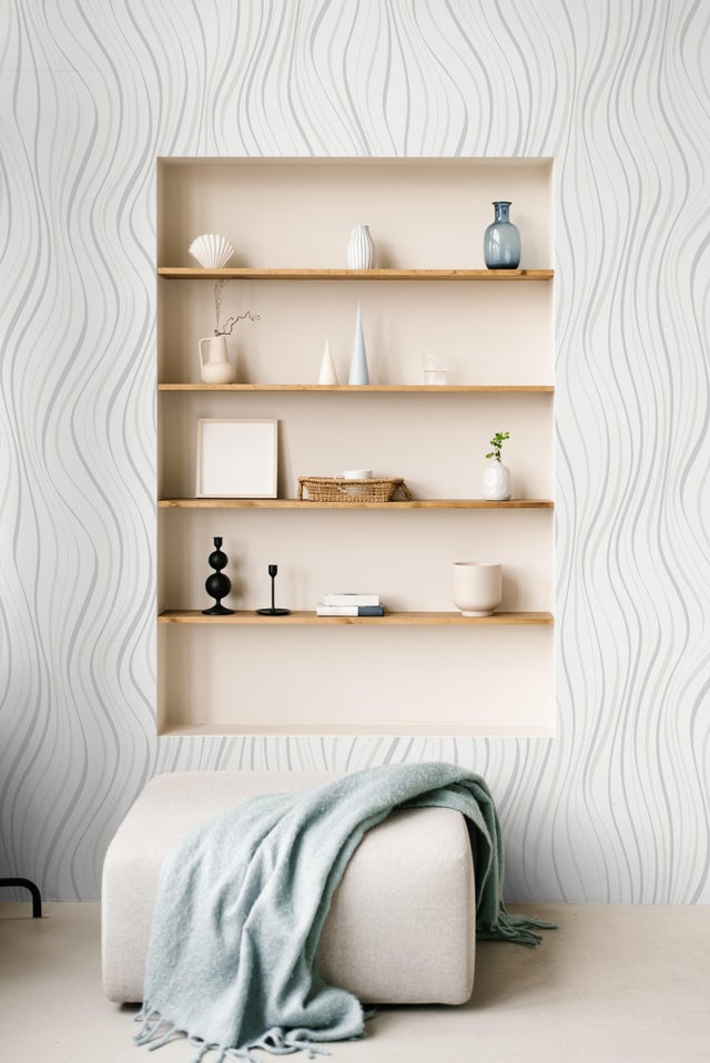 Papier peint vinyle Line up blanc