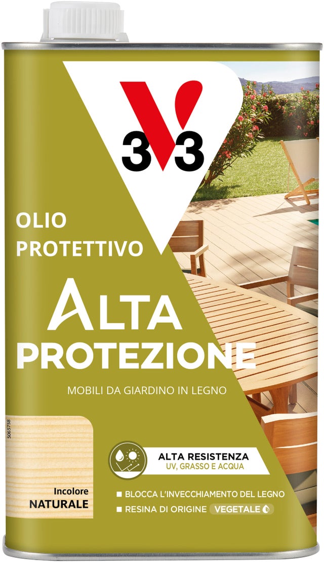 Olio per legno da esterno a con solvente V33 Mobili da giardino incolore opaco 0.5 lt