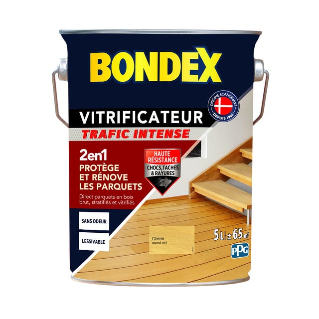 Vitrificateur parquet trafic intense chêne aspect ciré 5 L - BONDEX