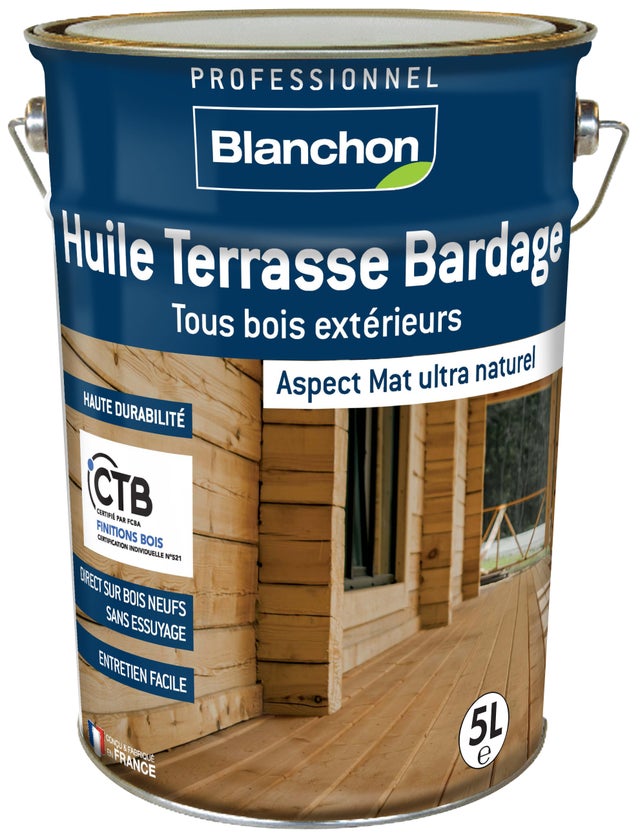 Huile terrasse et bardage bois teinte bois naturel 5 L - BLANCHON