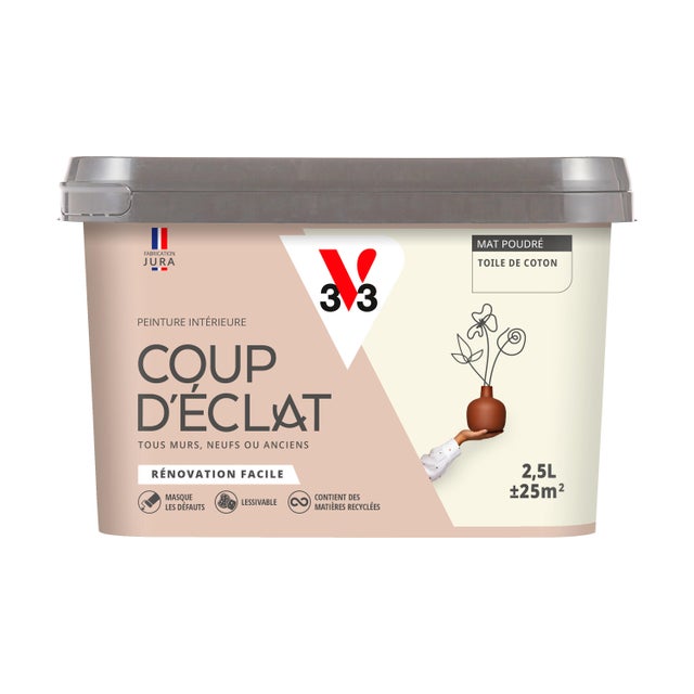Peinture intérieure multi-support acrylique mat poudré toile de coton 2,5 L Coup d'éclat - V33