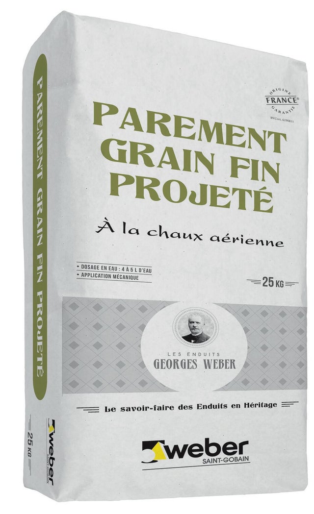 ENDUIT PAREMENT GRAIN FIN TON PIERRE, SAC DE 25KG