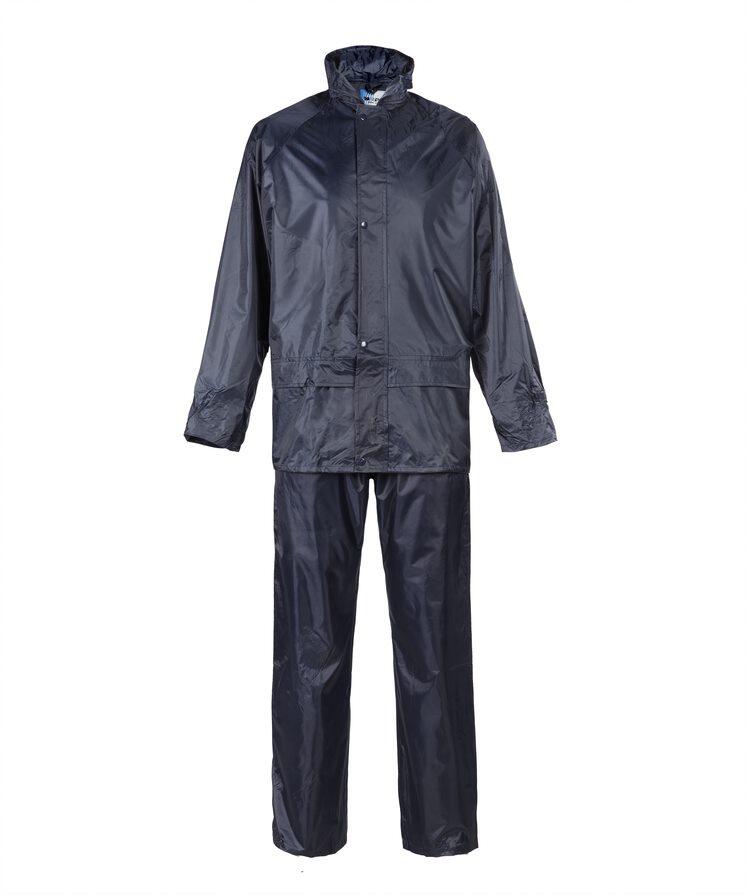 Coverguard Ensemble De Pluie PU/PVC Marine – Imperméable Complet Avec Capuche – Taille S – 300g/m²