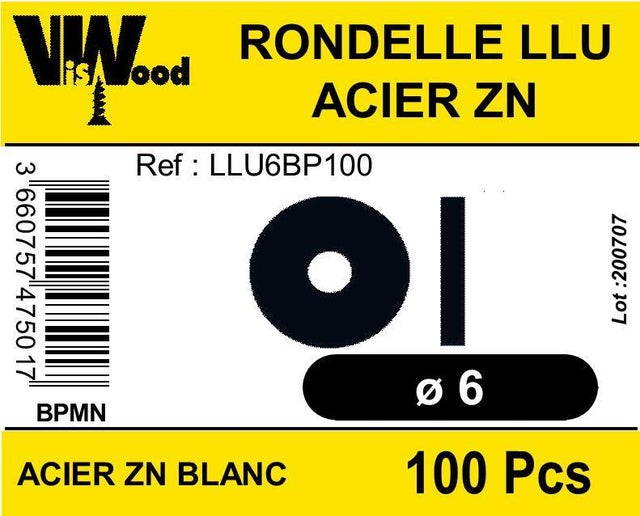 Lot de 100 rondelles extra larges ZG D.6 x 24 x 1,2 mm - VISWOOD