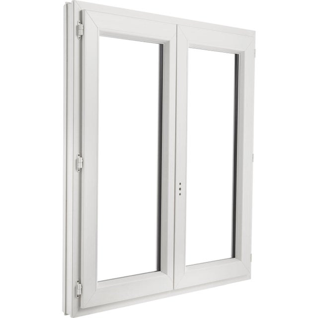 Fenêtre PVC H.95 x l.120 cm oscillo-battant 2 vantaux tirant droit blanc