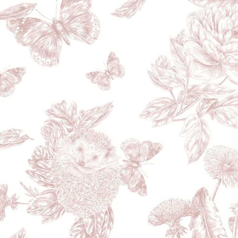 Papier peint intissé Tartine et chocolat hérissons rose - 3