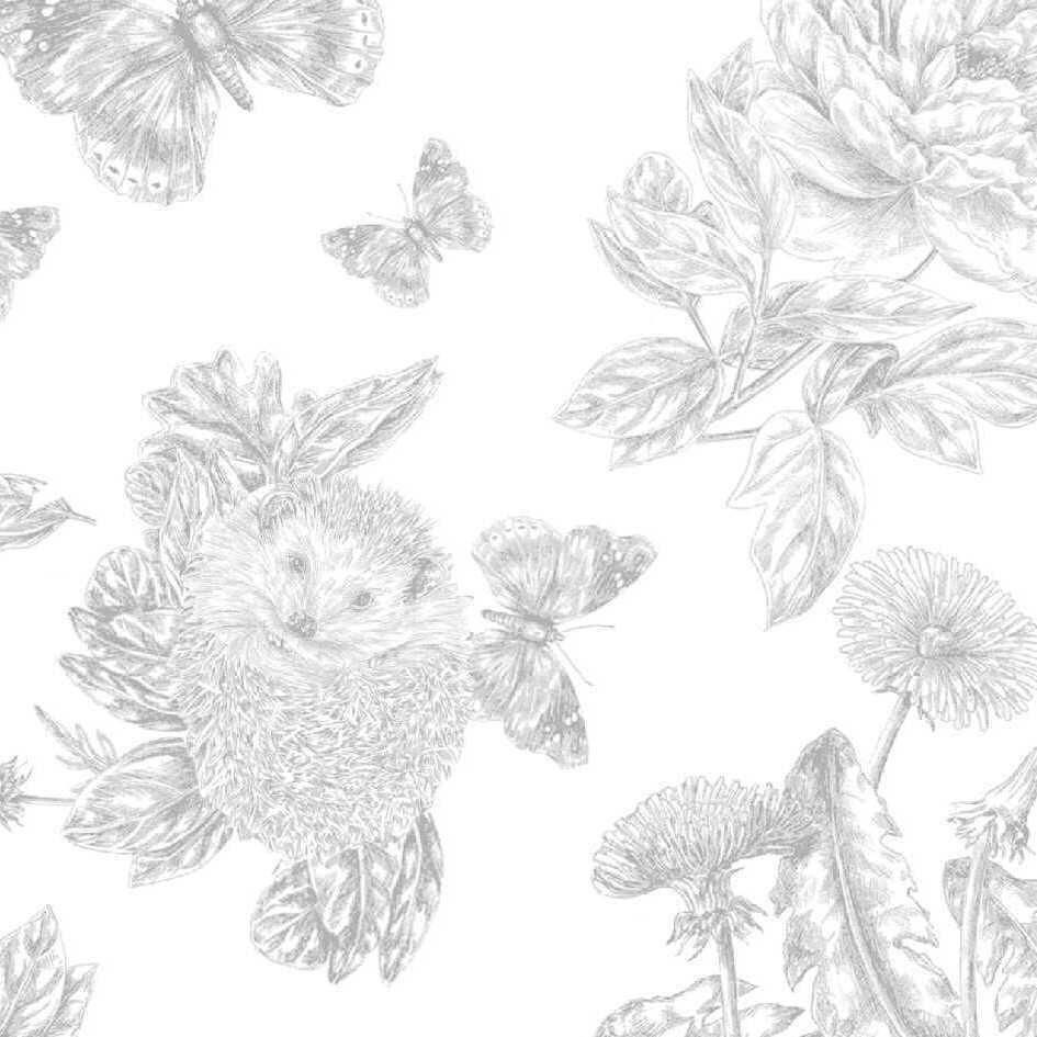 Papier peint intissé Tartine et chocolat hérissons gris - 3