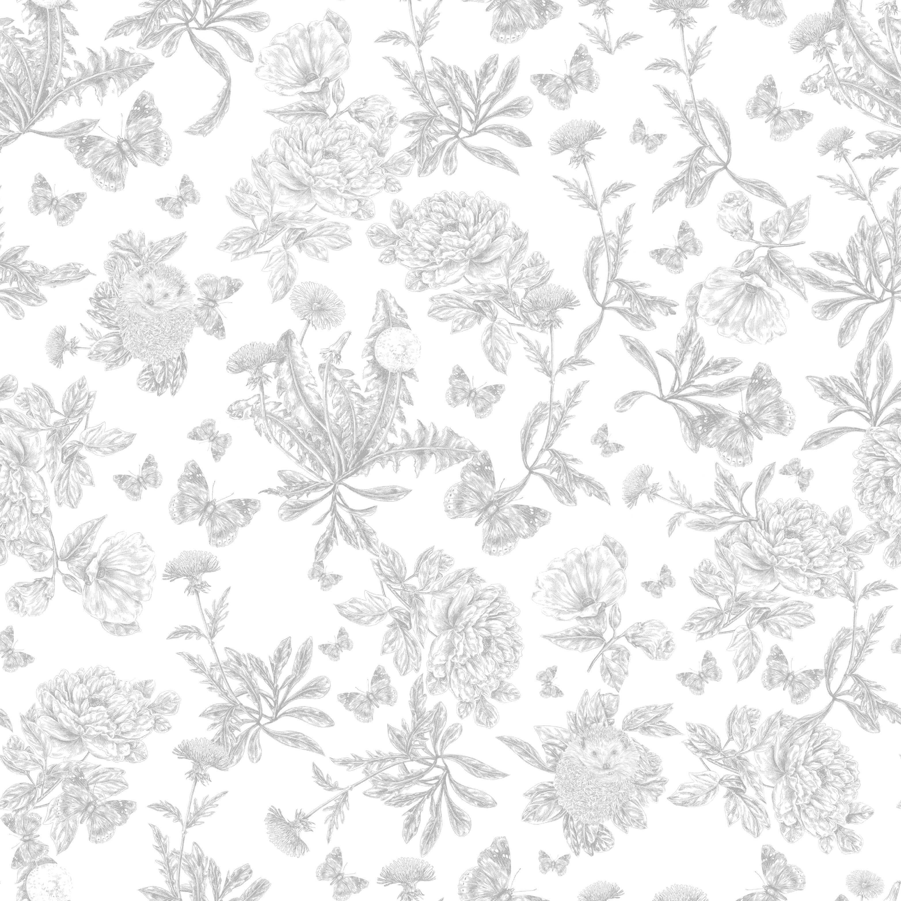 Papier peint intissé Tartine et chocolat hérissons gris - 2