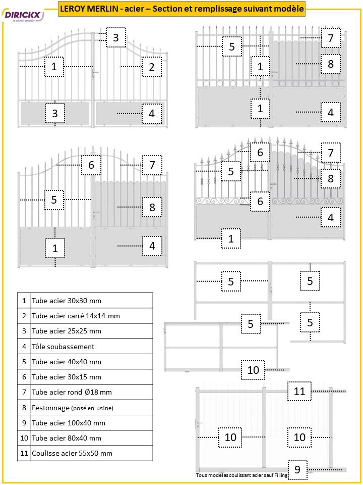Portail coulissant acier galvanisé Filling gris/argent, l.300x H.160 cm - 4