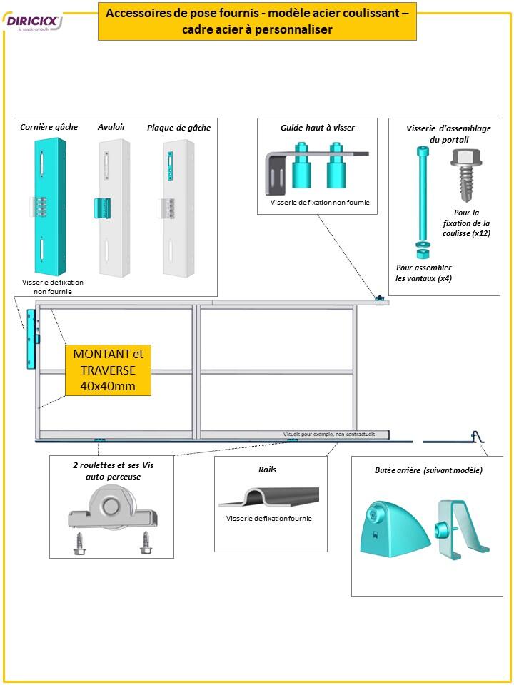 Portail coulissant acier galvanisé Filling gris/argent, l.300x H.160 cm - 2