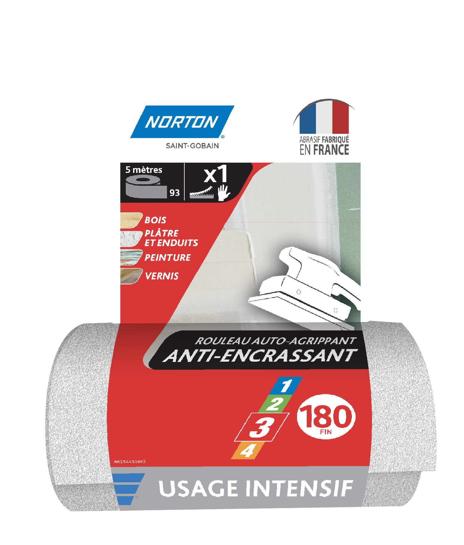 Papier abrasif grain 180 rouleau de 5 m - NORTON - 2