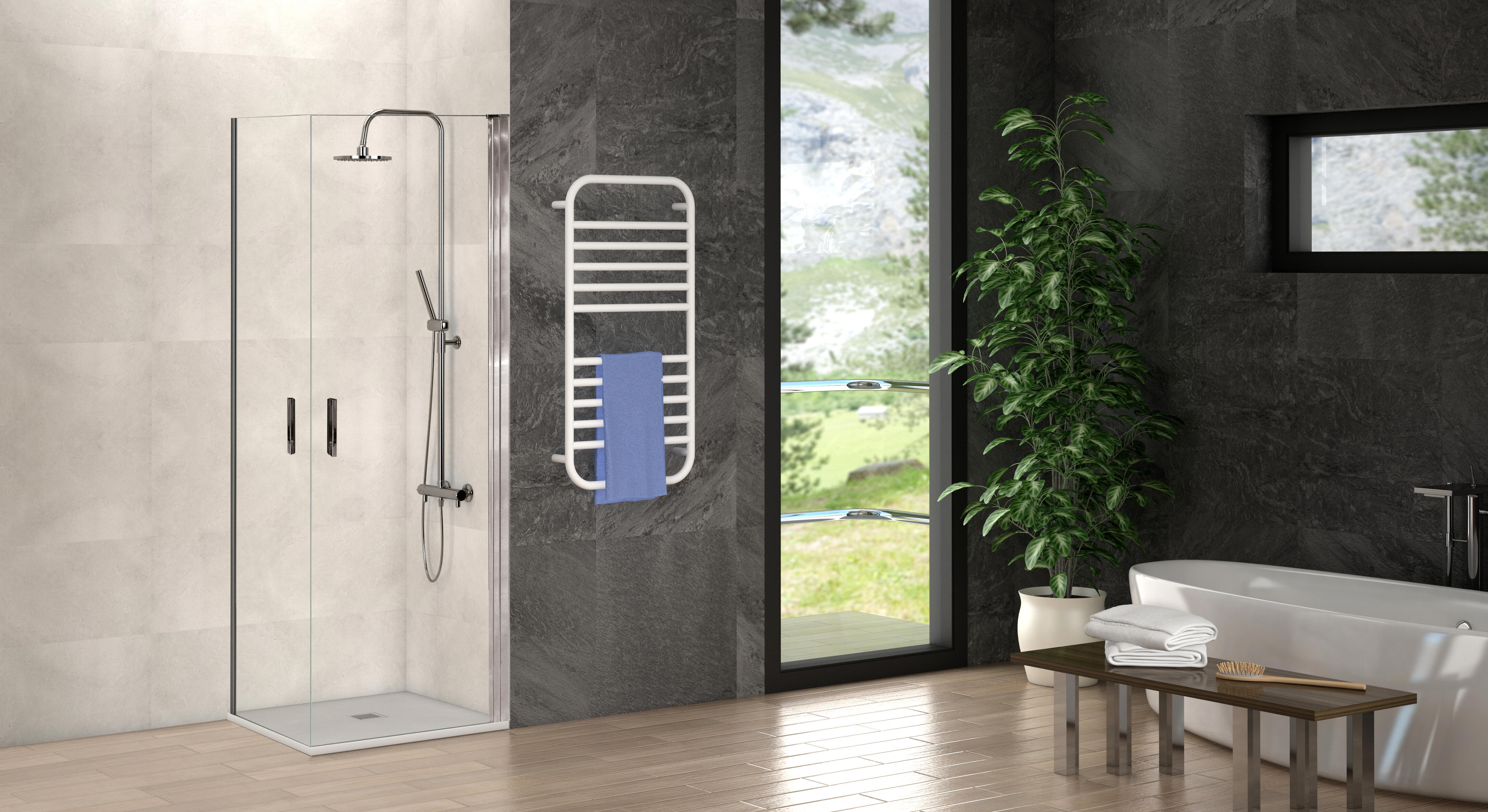 Paroi de douche pivotante chromée L.90 x H.200 cm verre trempé transparent Ep.8 mm - Antibes - 3