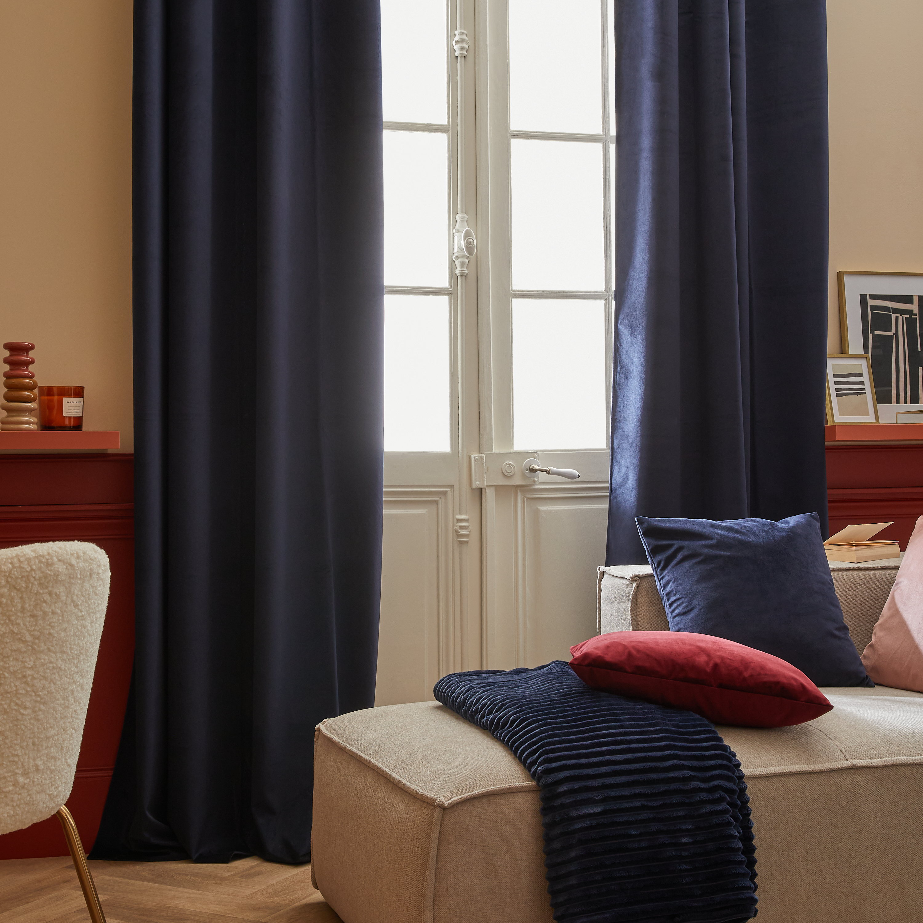 Zasłona welurowa Tony Balsa granatowa 200 x 280 cm na taśmie Inspire - 3