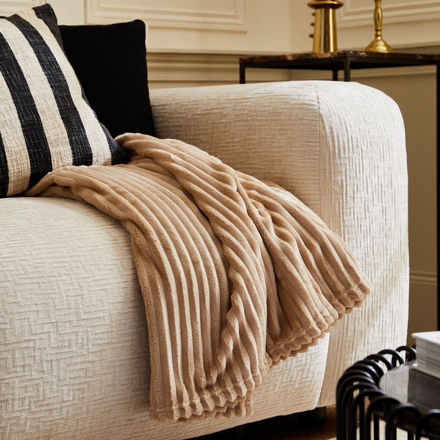 Plaid Lena, taupe l.130 x L.170 cm INSPIRE