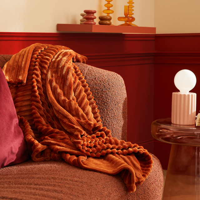 Plaid Lena, orange l.130 x L.170 cm INSPIRE