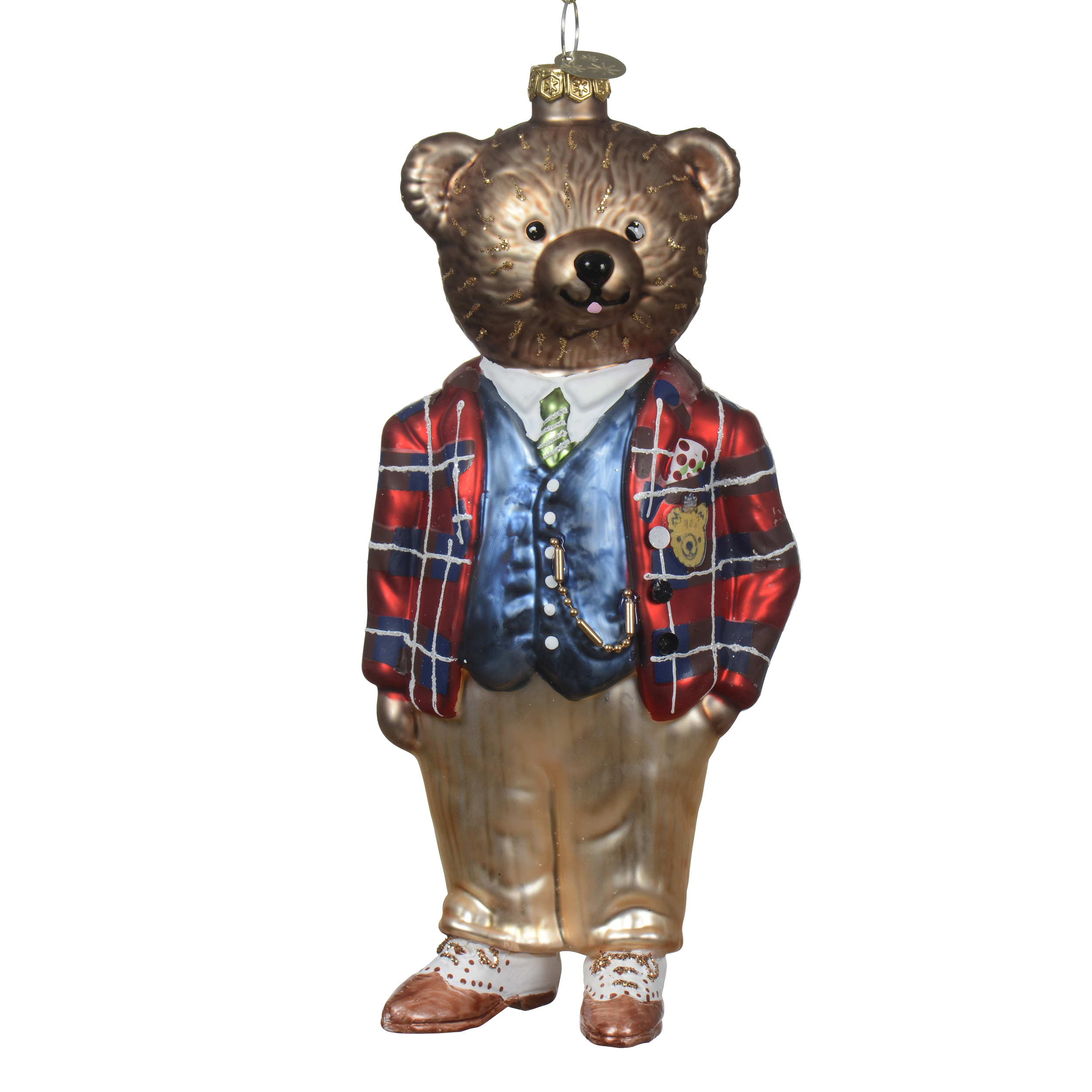 Zawieszka szklana bombka 16cm miś różne wzory Decoris - Leroy Merlin