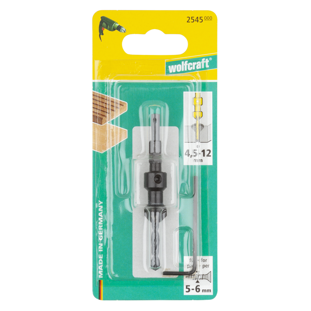 Foret fraisoir HSS 6 pans Diam.4,5 x L.12 mm - WOLFCRAFT